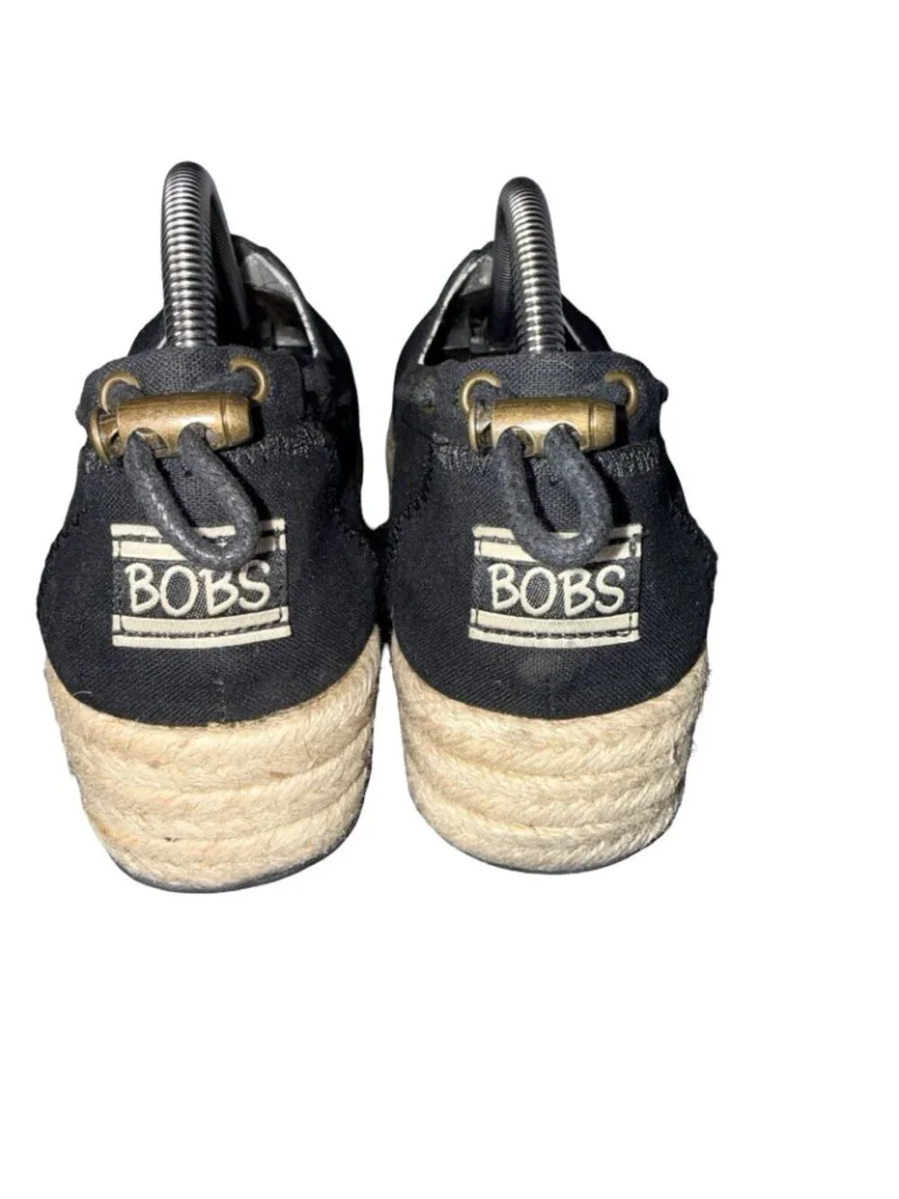 Skechers BOBS Highlights Main Event Black Espadrille Wedge Shoes Size 7.5